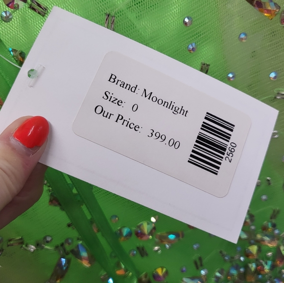 Neon Green Prom Dress by Moonlight - Picture 4 of 4